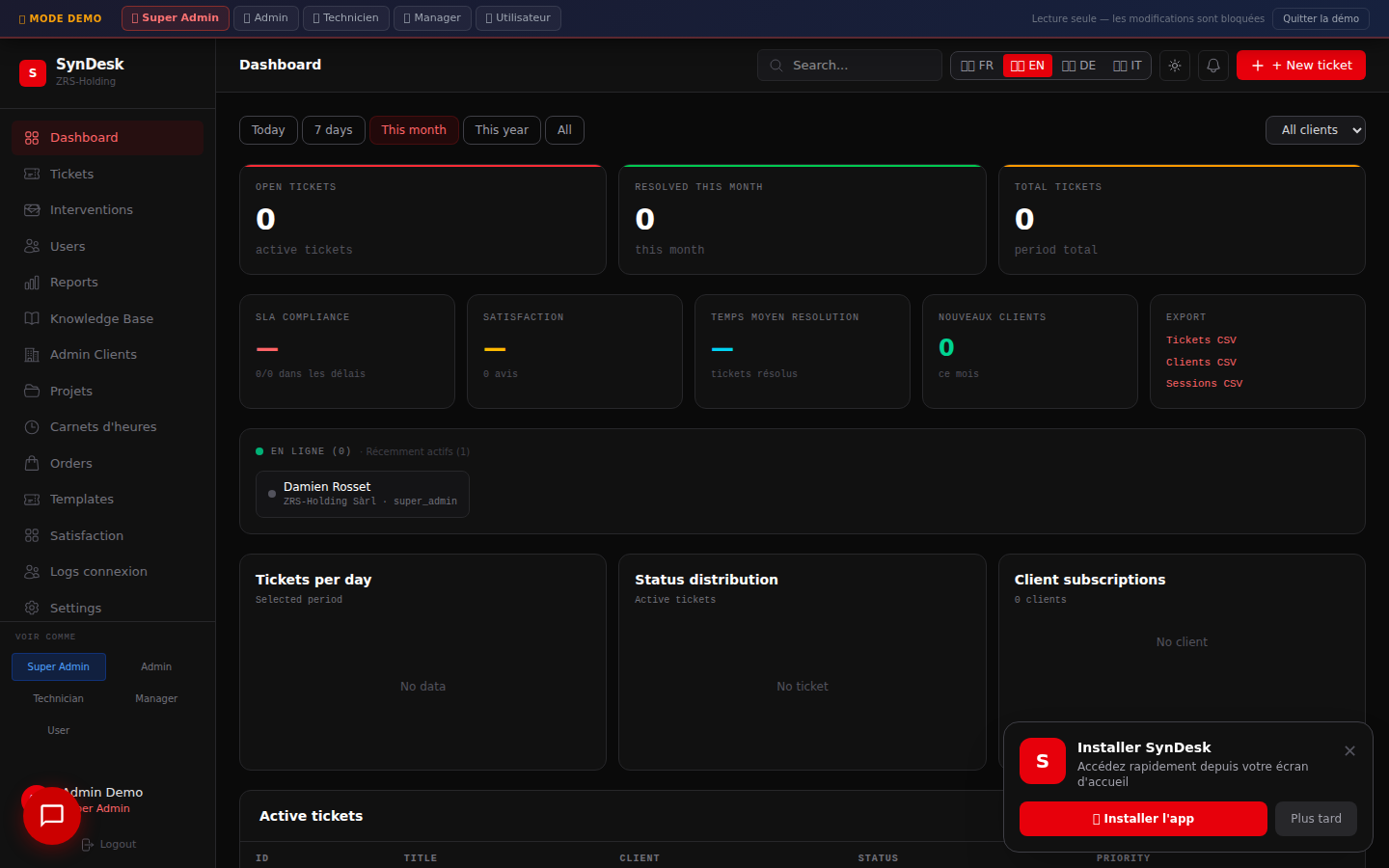 Tableau de bord et statistiques